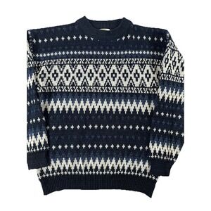 VTG The Men's Store Knit Sweater Aztec Fair‎ Isle Pattern Size Small Thick